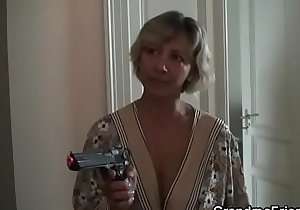 A handful of robbers fuck cute mature woman