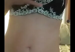 Full-grown cooky masturbating in all rubric black lacy lingerie plus big tits