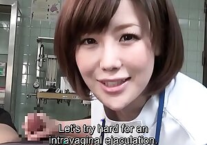 Subtitled cfnm japanese female pollute gives patient handjob