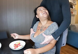 Busty Asian Breastfeeding Explosive Handjob and Interracial Sex