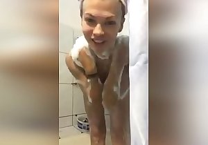 A unladylike from Russia takes a camera phone there be transferred to bathroom